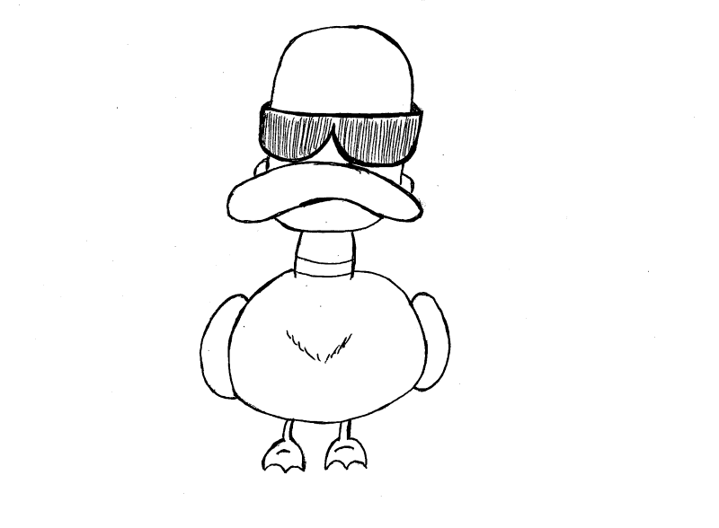 Duck wearing sunglasses.